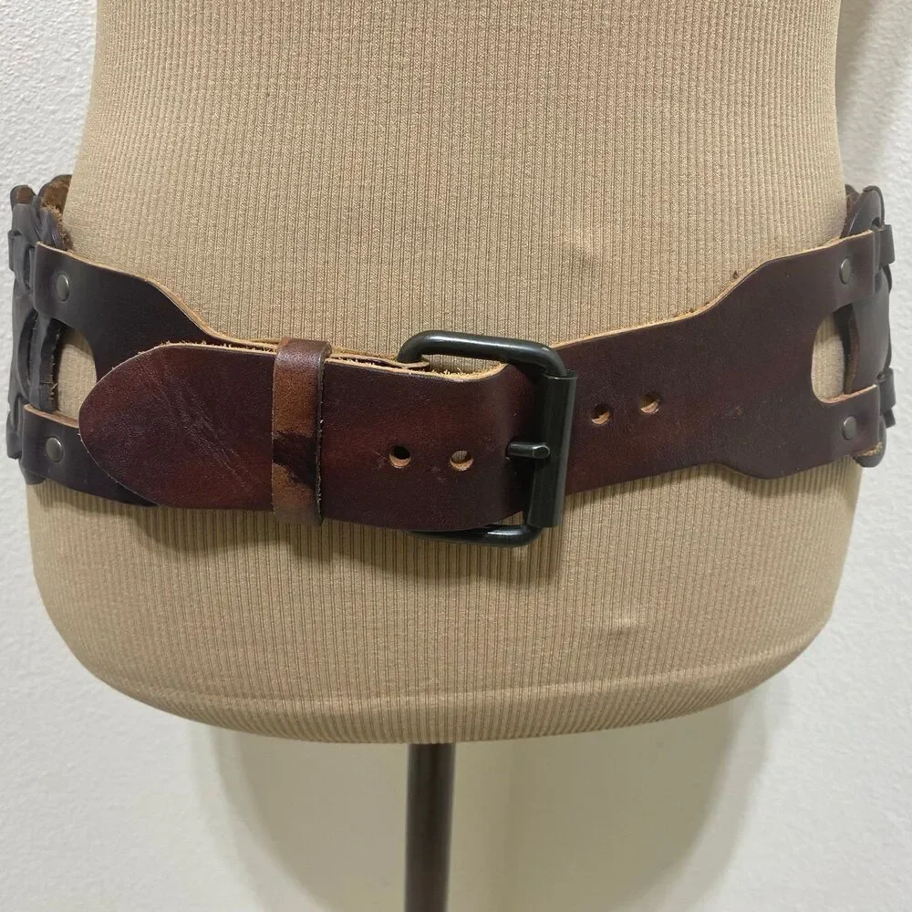 Genuine Brown Leather Women's Belt Size Medium - Picture 2 of 12